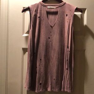 V neck distressed top